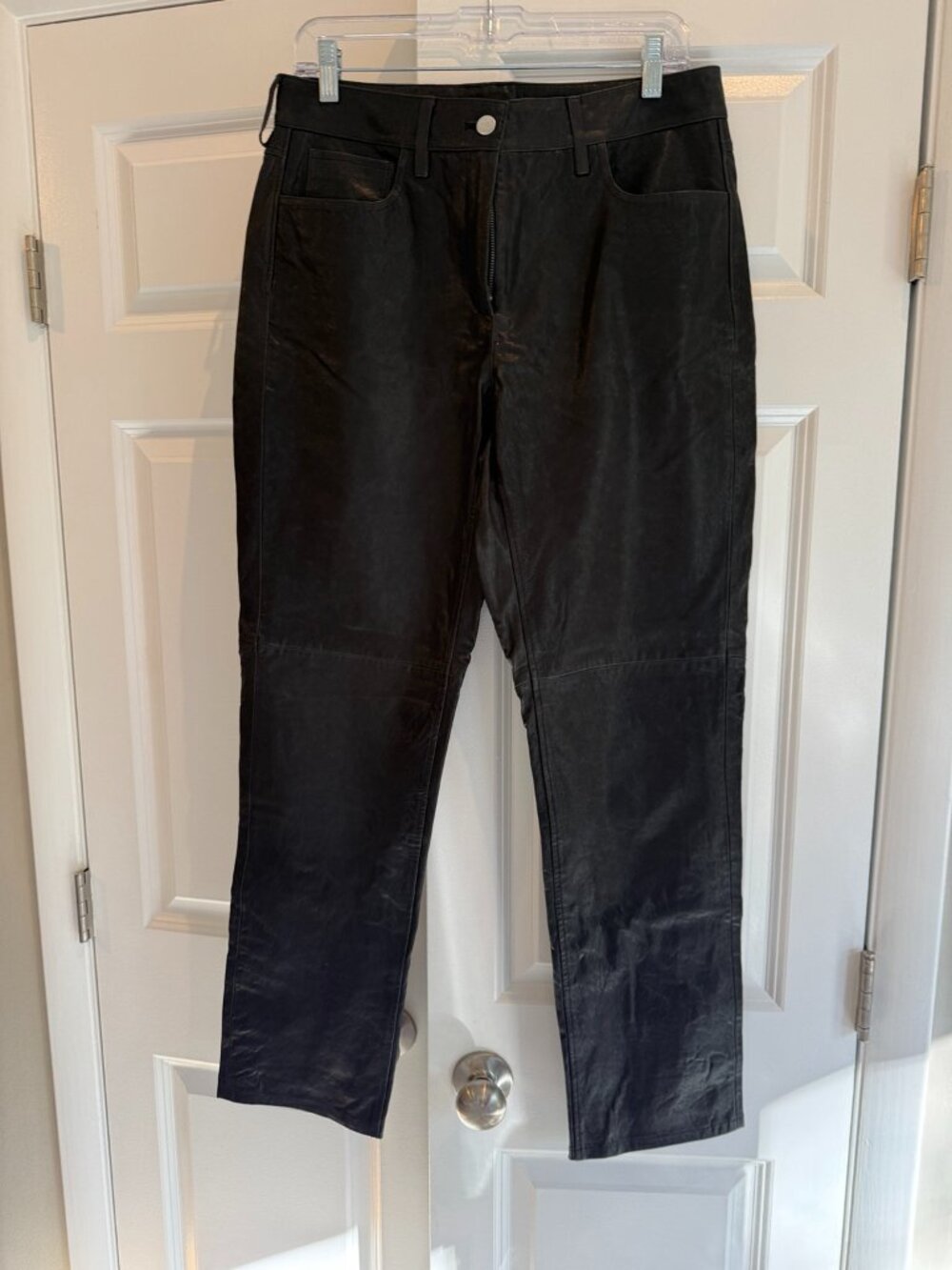 NWT J.Crew Collection Straight-Leg Leather Pants Black Size 8